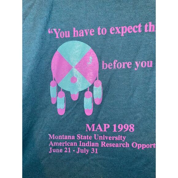 Vintage Montate State Shirt MAP Expect Things of Yourself Green Tee VTG 1998 XL - Picture 8 of 13